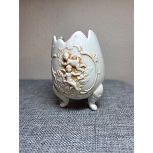 3 Footed Egg Lefton Japan #1814 Angels Cherub Porcelain Vintage‎ EUC